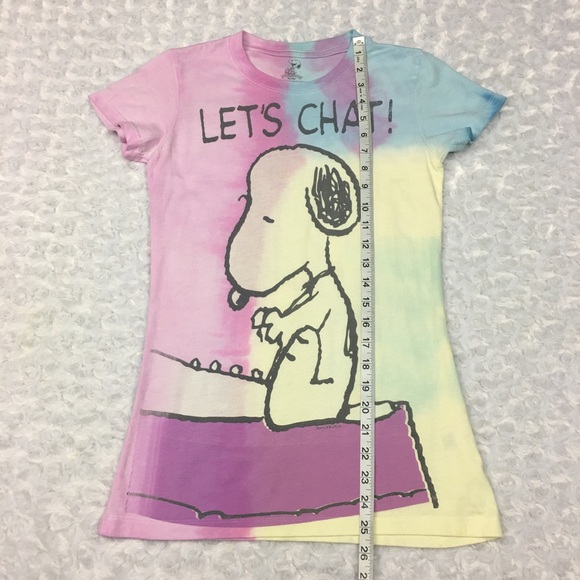 Snoopy‎ Colorful Tyedye Juniors Tshirt Let's Chat! - Picture 3 of 5